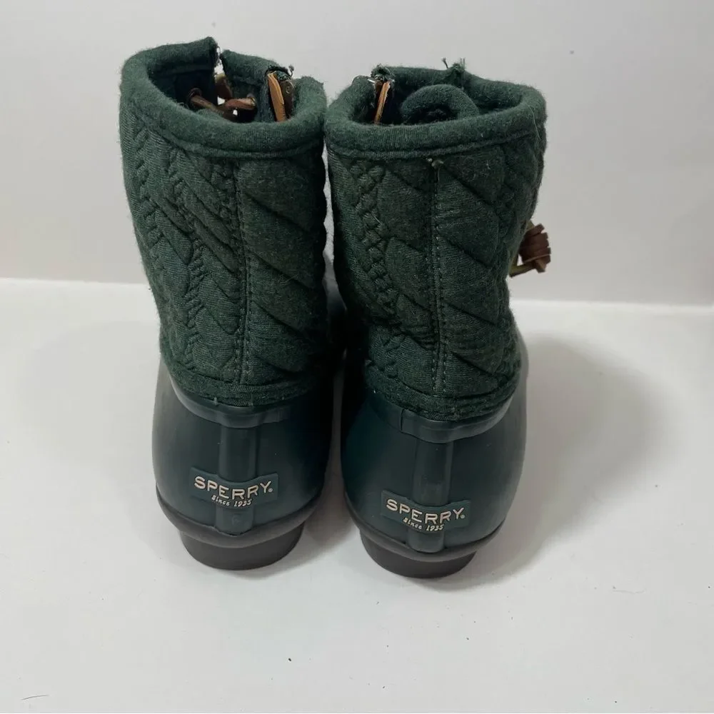 Sperry Forest Green Textured Ankle Duck Rain Boots